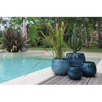 Grand pot rond Cancale Bleu Blue Wave