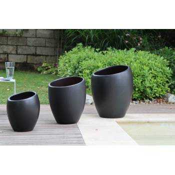 Vase décoratif design asymétrique allongé Orion noir Mat'essence Black