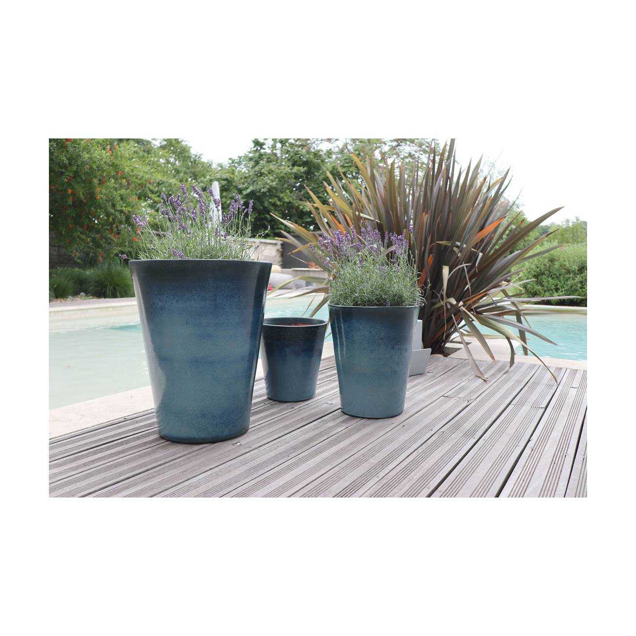 Grand Pot Haut et Droit Sydney Bleu Blue Wave