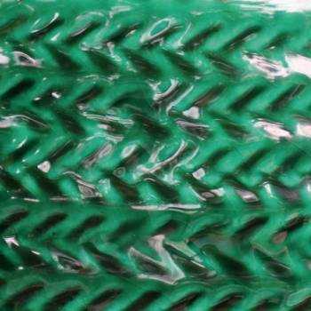 Pot en terre cuite rond et large Cancale motif Chevron vert Jade