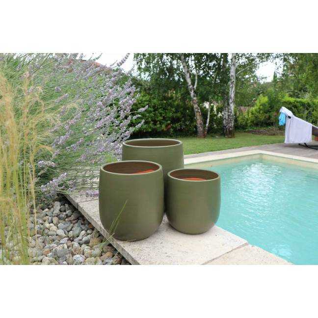 Pot de fleurs Saint Tropez kaki Mat'essence Green