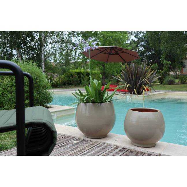 Pot rond large et profond sur plateforme Bahia beige Mat'essence Organic