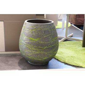 Grand pot forme goutte sur pied plateforme Cheyennes gris Terre de Lave Vert