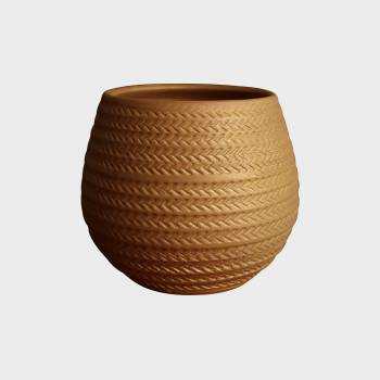 Pot en terre cuite rond et large en forme de U Cancale Chevron