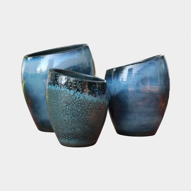 Vase Design Asymétrique Orion Bleu Blue Wave