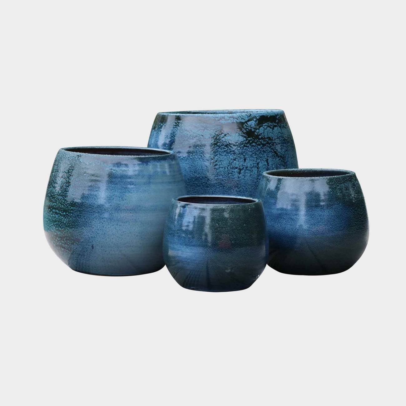 Grand pot rond Cancale Bleu Blue Wave