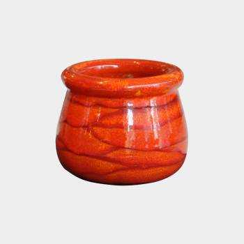 Petit pot fait-main droit au large rebord Douceur Orange Soleil Couchant