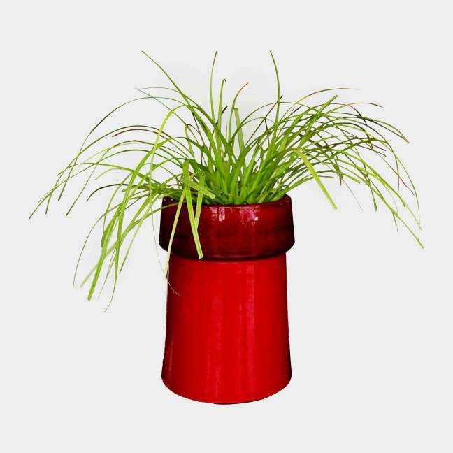 Pot haut à rebord Le Phare rouge et marron Bois de Santal