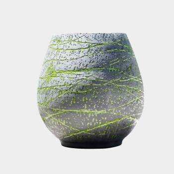 Grand pot forme goutte sur pied plateforme Cheyennes gris Terre de Lave Vert