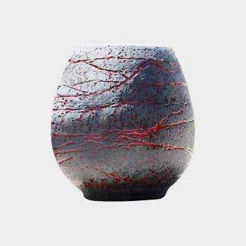 Grand pot forme goutte sur pied plateforme Cheyennes Terre de Lave Rouge