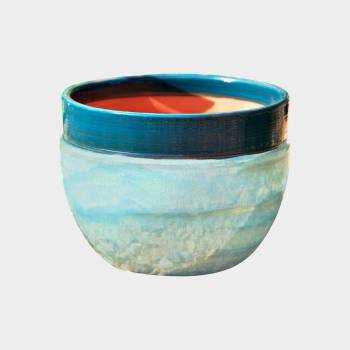 Petit pot rond profond Austral bleu et turquoise Blue Lagoon