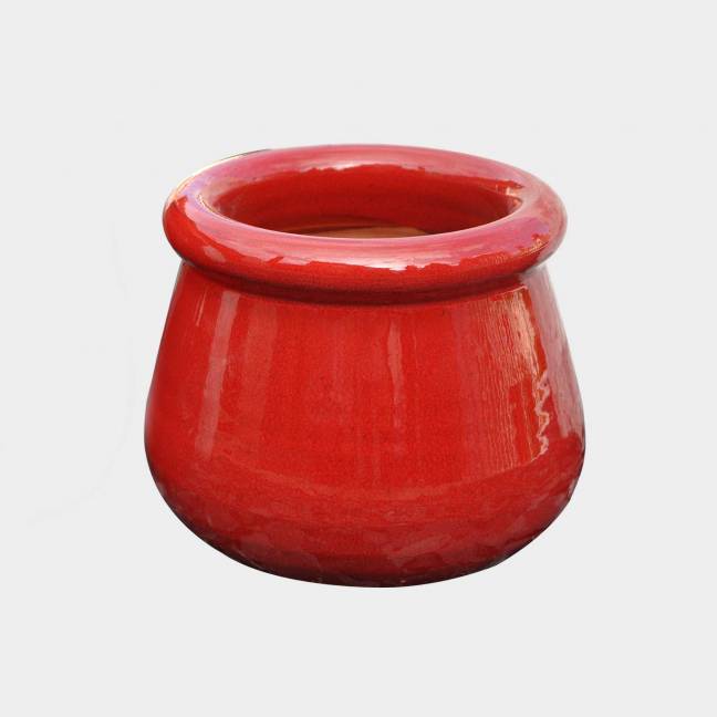 Petit pot fait-main au large rebord Douceur Rouge Coquelicot