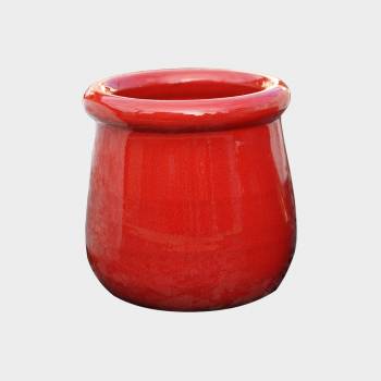 Petit pot fait-main droit au large rebord Tendresse Rouge Coquelicot