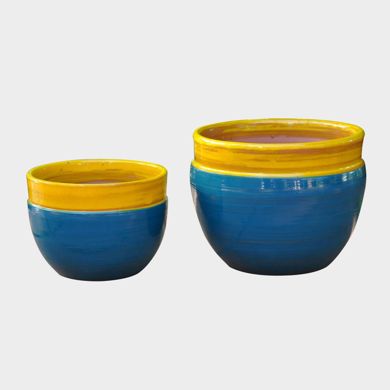 Petit pot rond profond Austral jaune et bleu Fashion's Pop