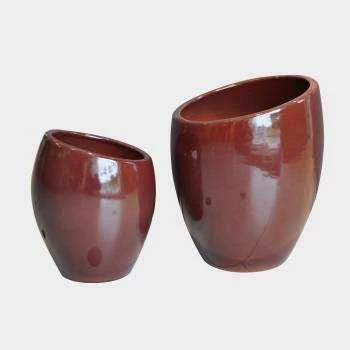 Vase design asymétrique allongé Orion marron Tango Syrah