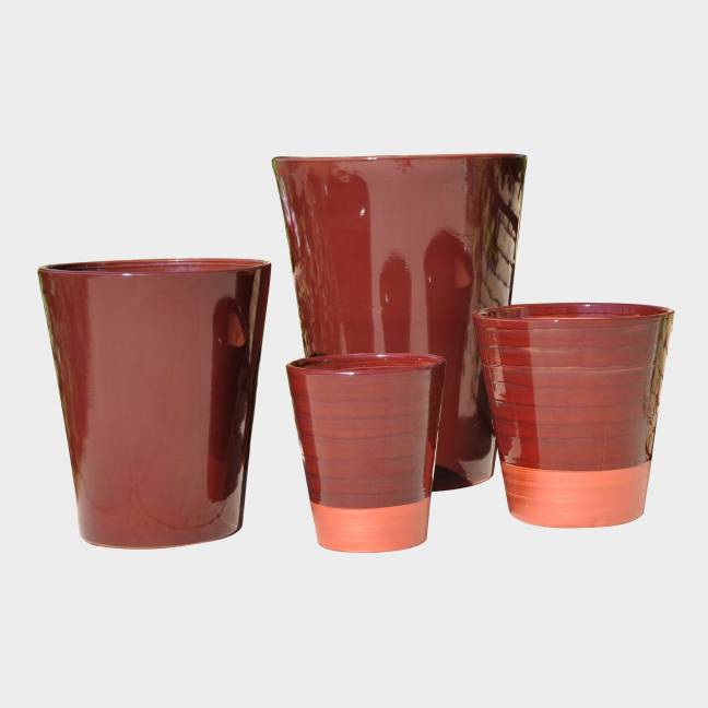 Pot artisanal cuvier haut forme en V Sydney marron rosé cuivré Tango Syrah