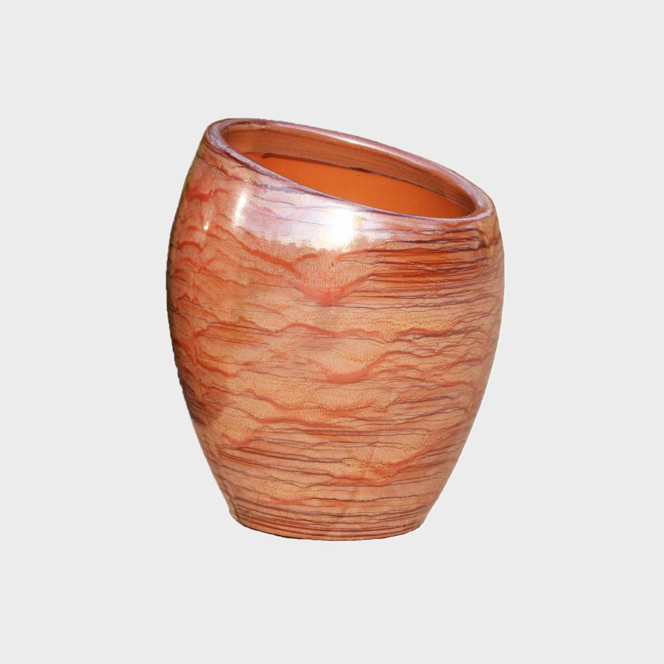 Vase design asymétrique Orion Orangé Bois de Rose