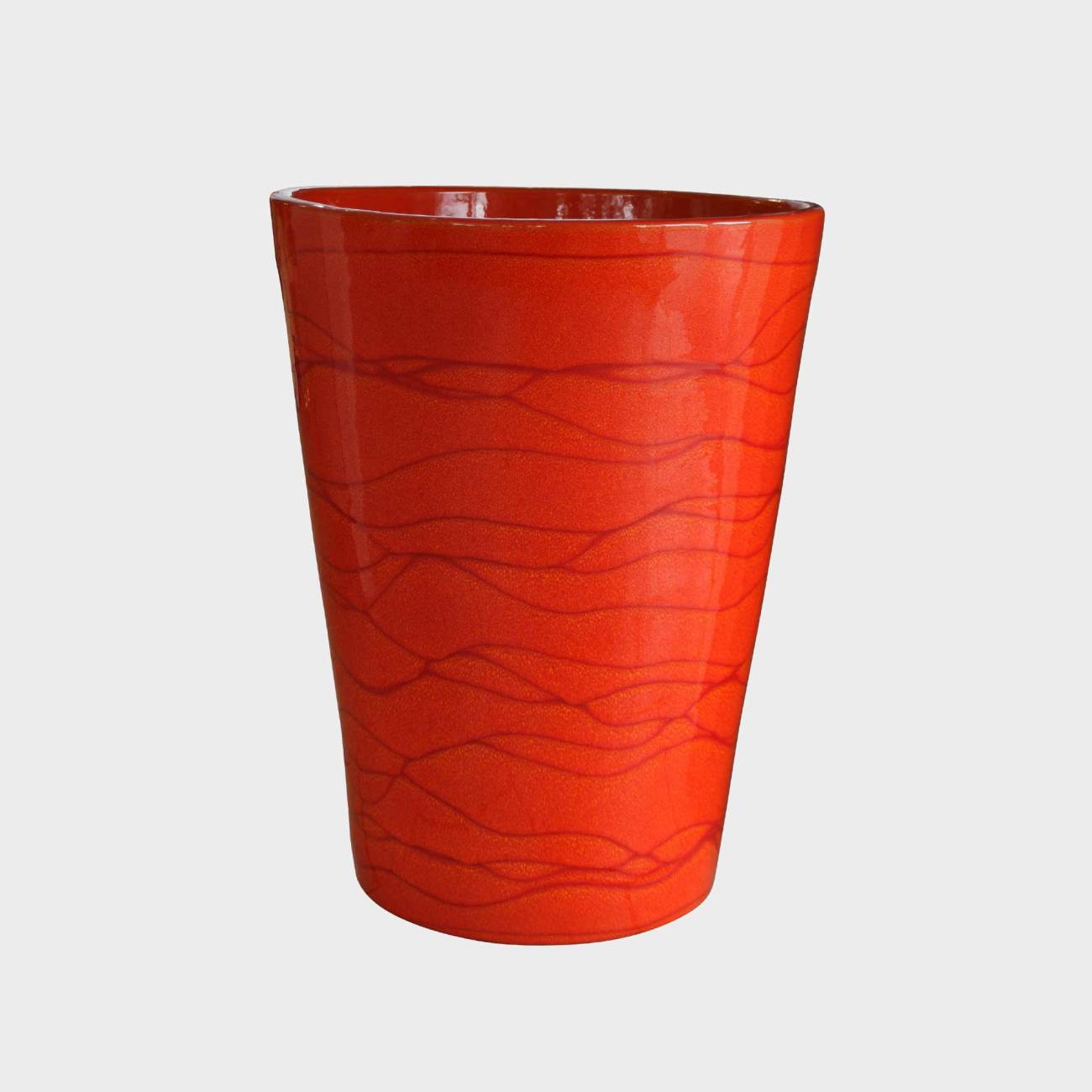 Pot artisanal cuvier haut forme en V marbré rouge orangé Soleil Couchant Pot artisanal cuvier haut forme en V marbré rouge orangé Soleil Couchant