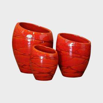 Vase design asymétrique Orion Rouge Soleil Couchant