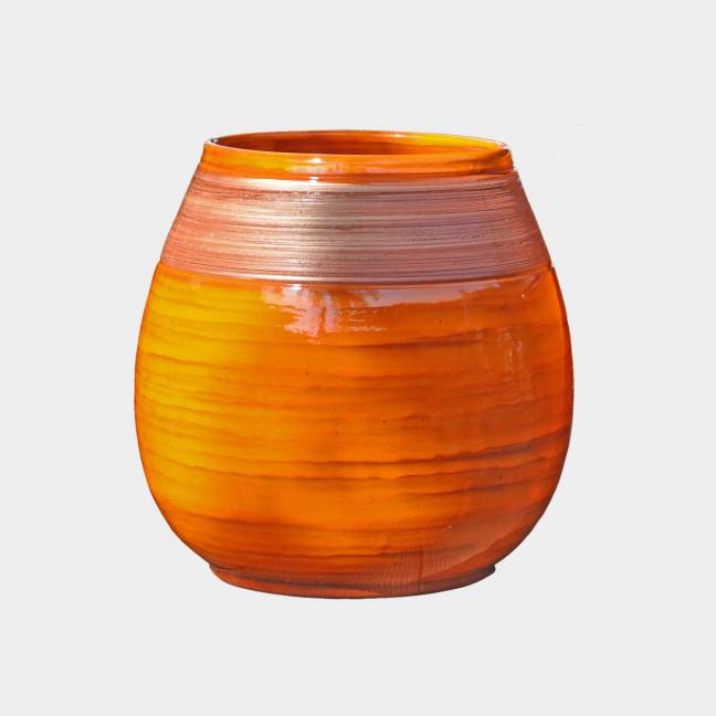 Grand pot forme goutte sur pied plateforme Cheyennes Orange Pain d'Epices