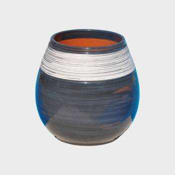 Grand pot forme goutte sur pied plateforme Cheyennes Gris et Blanc Nuance de Craie