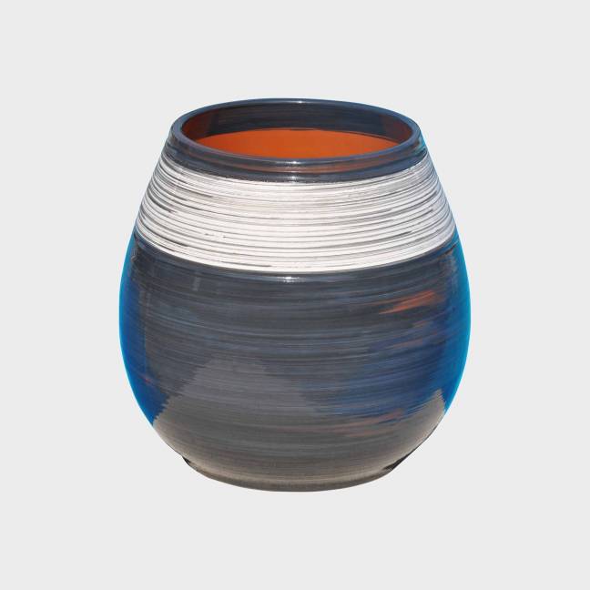Grand pot forme goutte sur pied plateforme Cheyennes Gris et Blanc Nuance de Craie