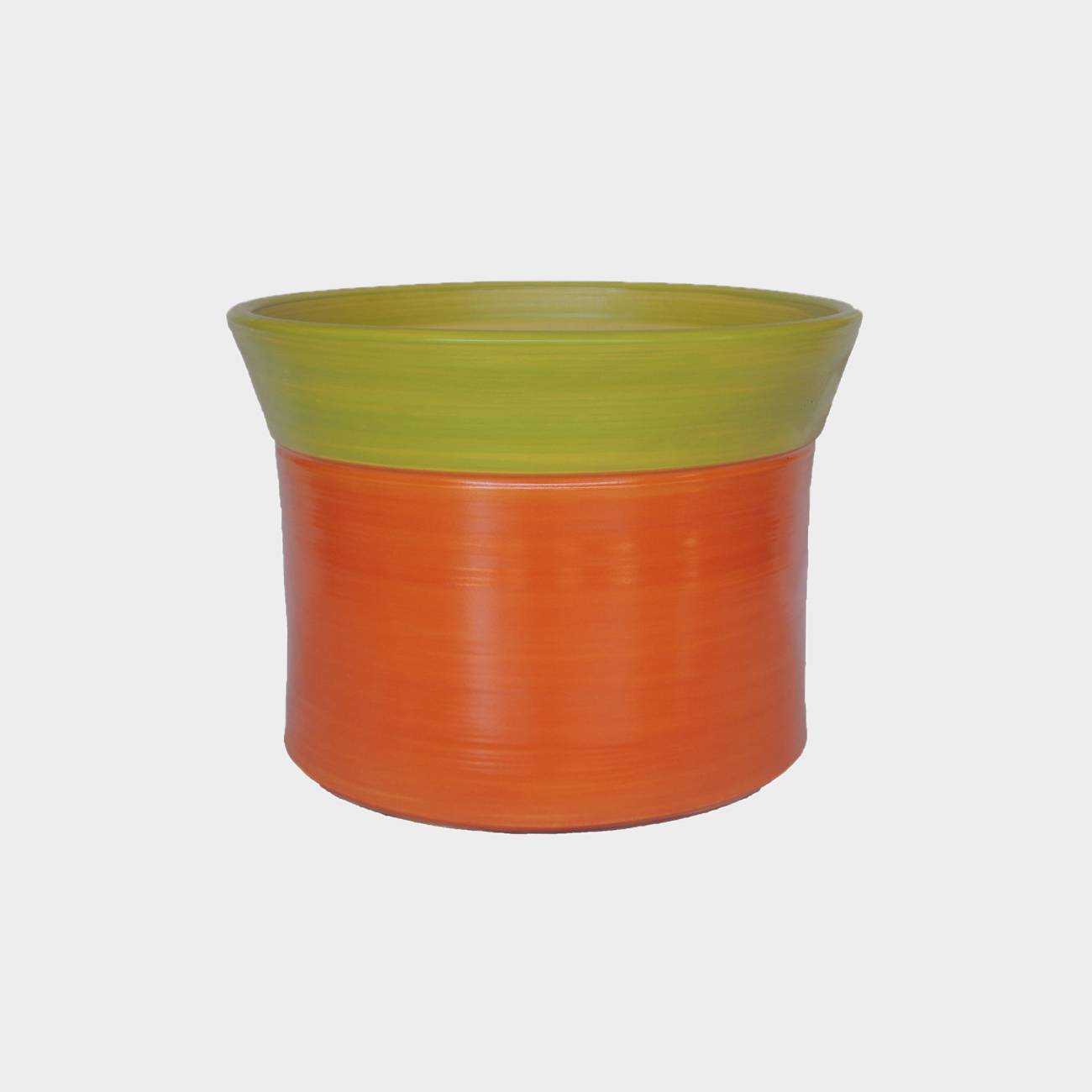 Vase droit artisanal cylindrique col évasé Moreï vert et jaune Peps Orange