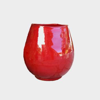 Vase forme goutte rebord asymétrique effet dentelle Maé rouge et marron Bois de Santal