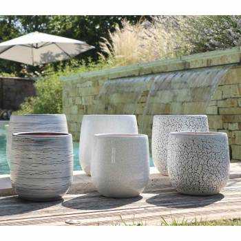 Pot de fleurs base arrondie Saint Tropez gris Terre Brulée