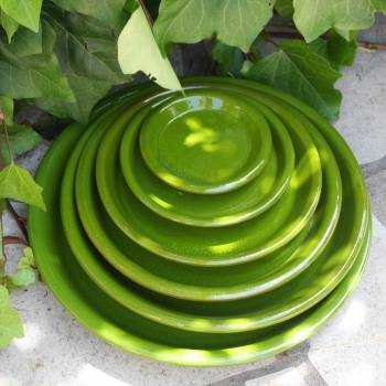 Pot bas et large forme de coupe ou vasque ronde Mélilo Marron Vert Bois et Nature