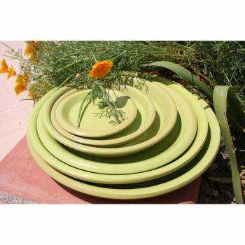 Pot en terre cuite forme cuvier en V large rebord Baobab Jaune Vert Peps