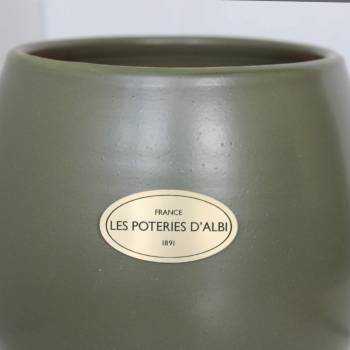 Pot rond large et profond sur plateforme Bahia kaki Mat'essence Green