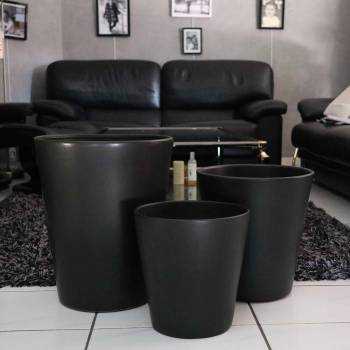 Pot artisanal cuvier haut forme en V Sydney noir Mat'essence Black