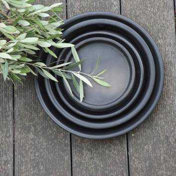 Pot en terre cuite rond et large en forme de U Cancale Noir Mat'essence Black