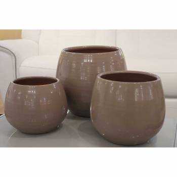 Pot en terre cuite rond et large en forme de U Cancale beige Mat'essence Organic