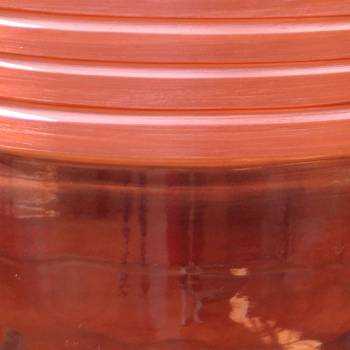 Pot haut forme ovale motif toile de jute Inca marron rose cuivré Tango Syrah