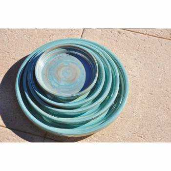 Petit pot rond profond Austral bleu et turquoise Blue Lagoon