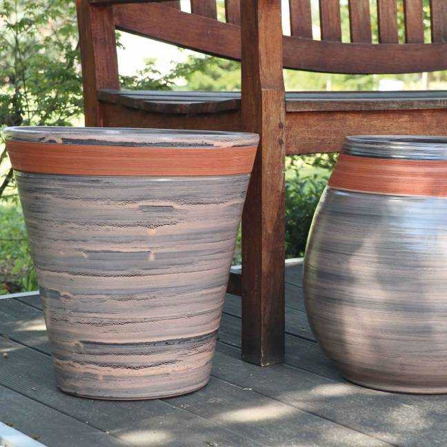 Pot cuvier droit haut en forme de V évasé Sioux gris Nude