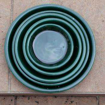 Pot en terre cuite rond et large Cancale motif Chevron vert Jade