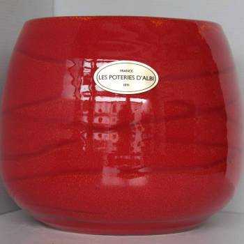 Pot rond large et profond sur plateforme Bahia marbré rouge Soleil Couchant