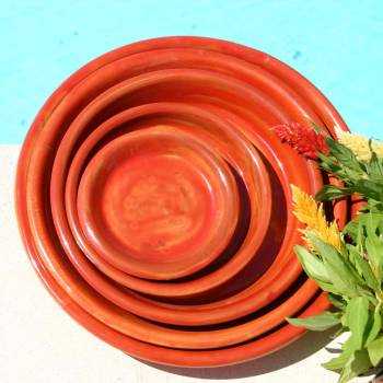 Petit pot style cuvier forme V col large Maori rouge orange Soleiados Provençal