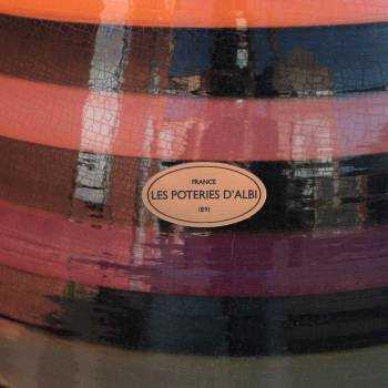 Pot rond large et profond sur plateforme Bahia Noir Multicolore Tutti Fruti Rayé