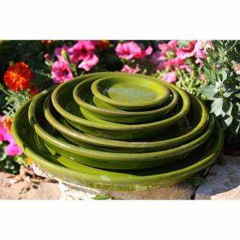 Grand pot forme goutte sur pied plateforme Cheyennes gris Terre de Lave Vert