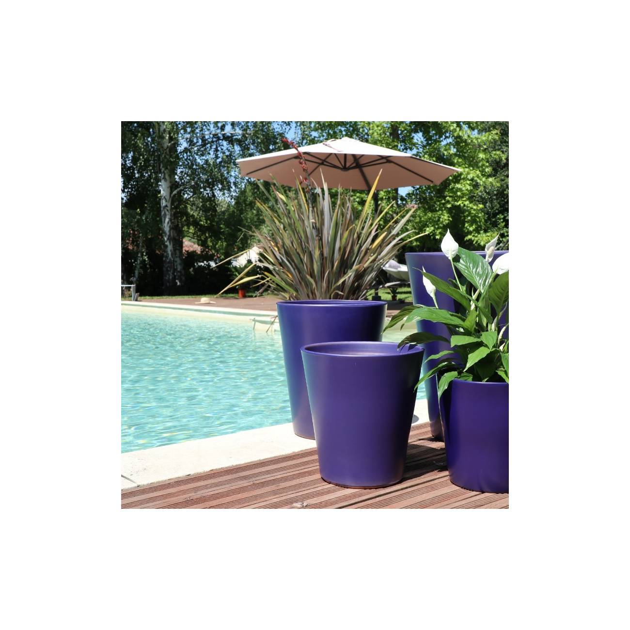 Grand Pot Haut et Droit Sydney bleu Electrique