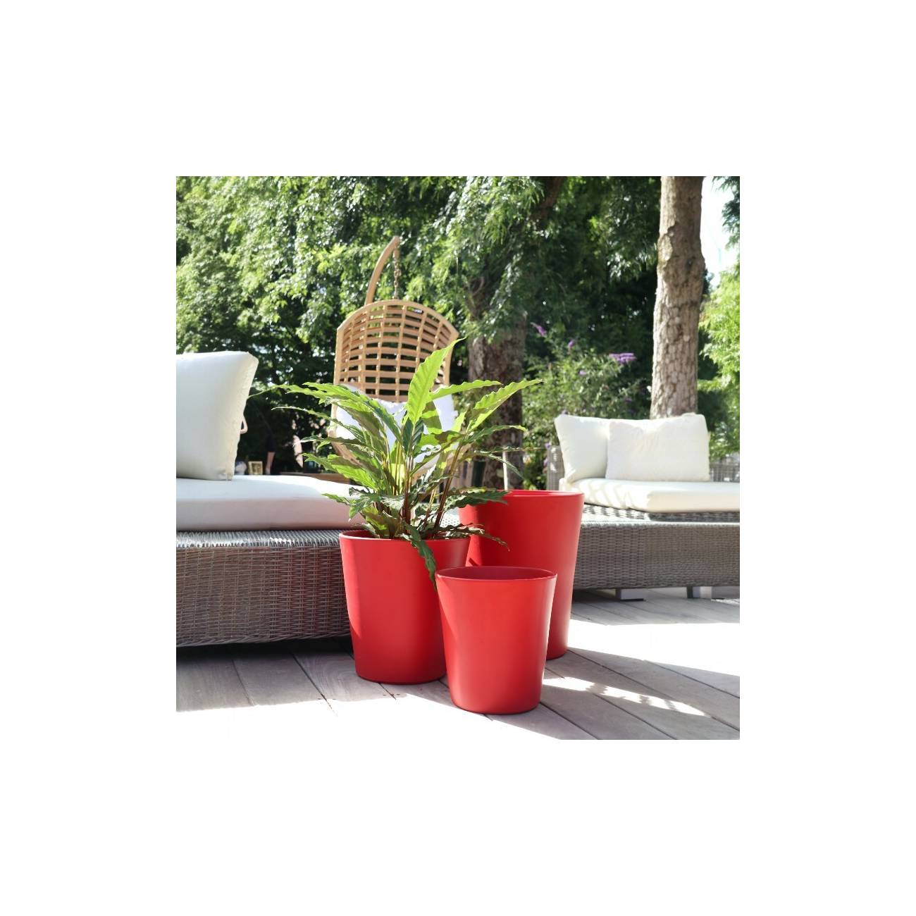 Pot artisanal cuvier haut forme en V Sydney rouge Intrigue