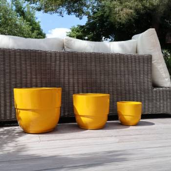Vase droit à Rebord jaune moutarde et bronze Ibiza Sunshine