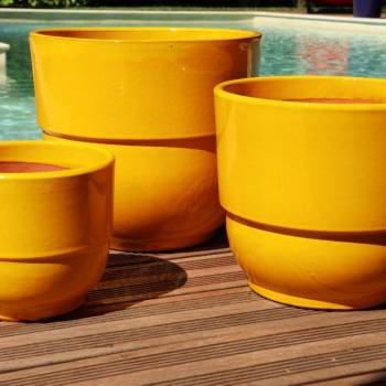 Vase droit à Rebord jaune moutarde et bronze Ibiza Sunshine