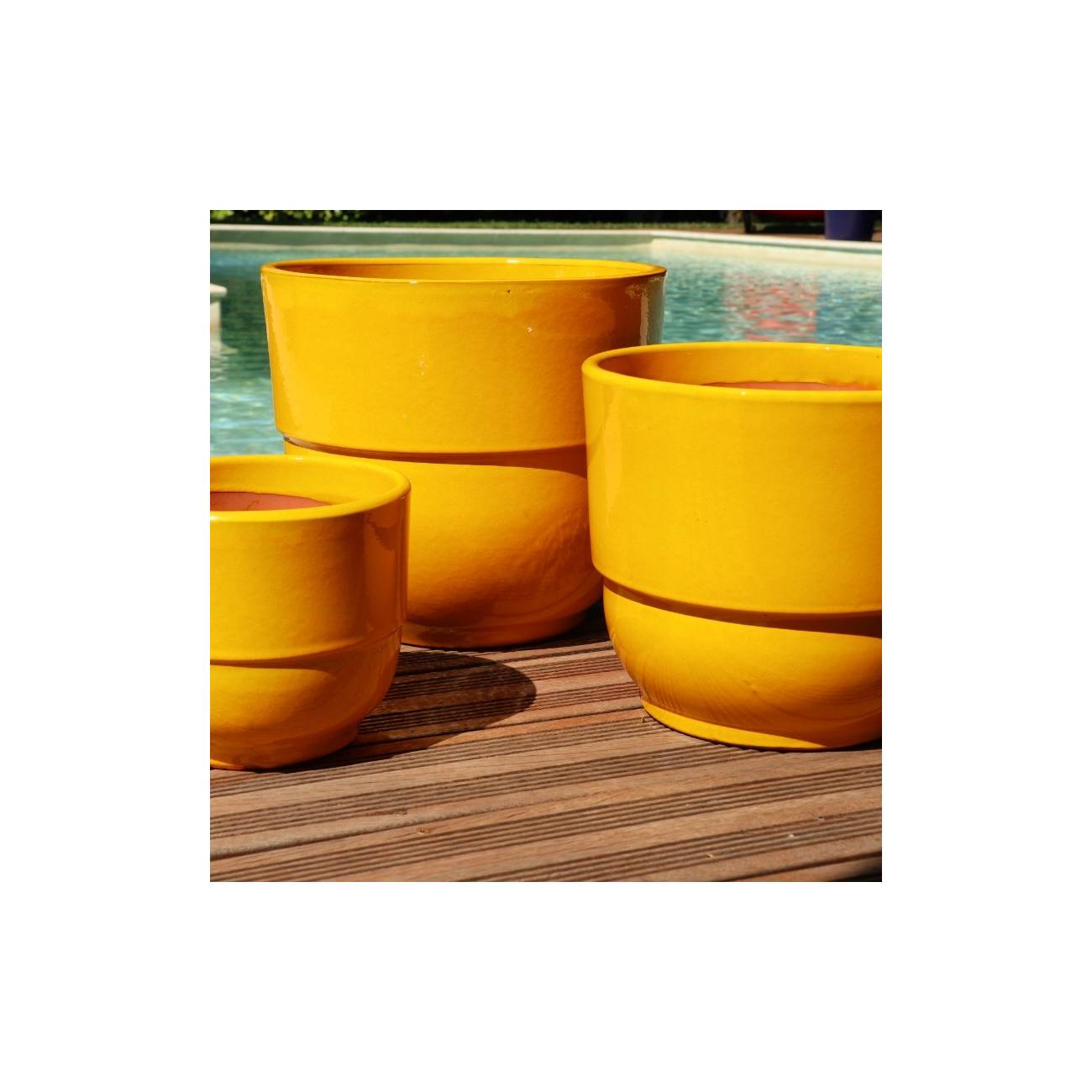 Vase droit à Rebord jaune moutarde et bronze Ibiza Sunshine