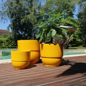 Vase droit à Rebord jaune moutarde et bronze Ibiza Sunshine
