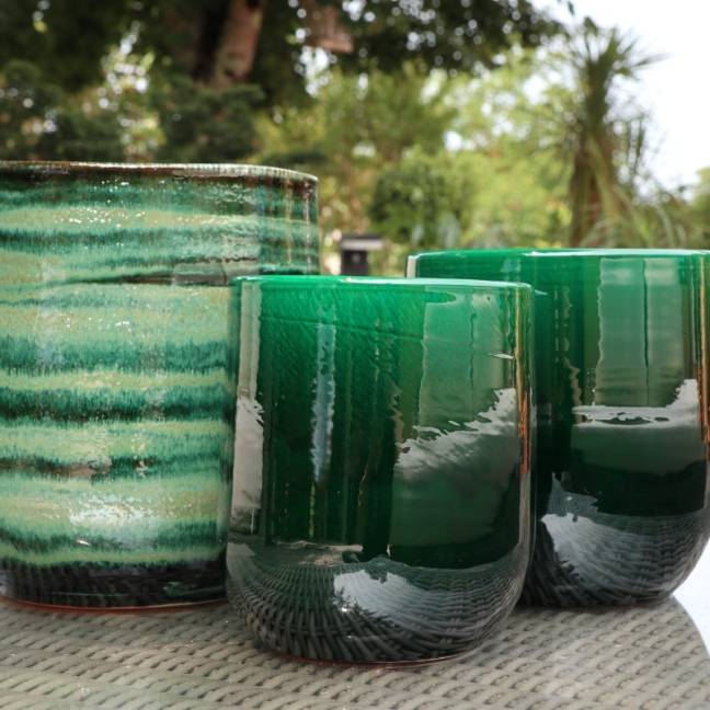 Pot de fleurs artisanal Saint Tropez vert Jade
